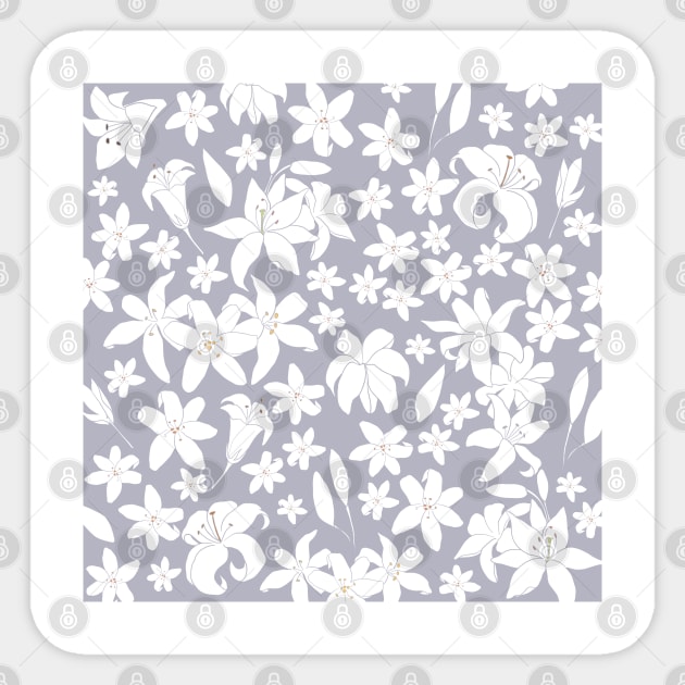 Lily Flower Pattern in Ash Sticker by artvoria